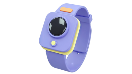 3D Render of a Purple Smartwatch with a Camera Lens