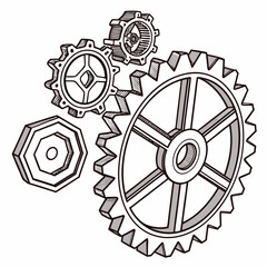 Obraz premium Industrial gear mechanism with cogwheel and nut mechanical