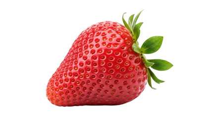 Isolated Strawberry, Fresh Single Fruit, Bright Red Color, Green Leaves, Healthy Food © Isolde