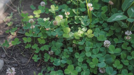 Lucky green shamrock plant on st patrick's day celebrations and irish heritage