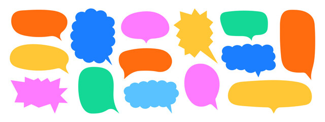Set of colorful doodle speech bubbles icons vector illustration