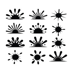 A collection of a  stylized minimal explosion burst.