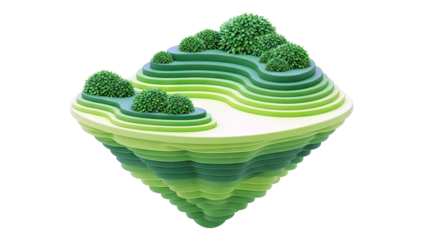 Stylized Floating Island with Greenery and Tiered Layers