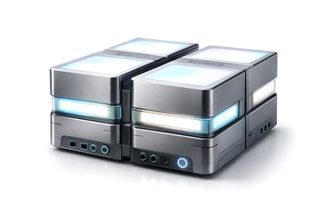 Fototapeta premium Futuristic Modular Data Processing Unit Isolated on White