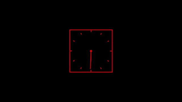 Red Square Clock on Black Background Ticking Away Time Concept
