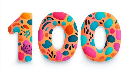 Whimsical and Vibrant Hundred-Year Anniversary Celebration Design with Playful Elements and Patterns