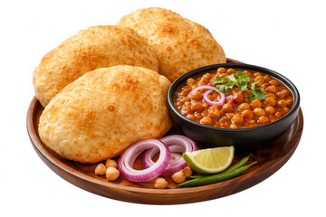 Chana Masala with Fried Bread and Garnishes