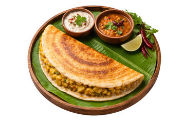 Delicious Indian Dosa with Sambar and Chutney