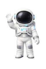 Astronaut waving in white spacesuit