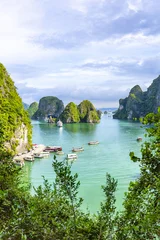 An open water view of the dramatic Ha Long Bay, Vinh Ha Long, a UNESCO World Heritage site © lapas77