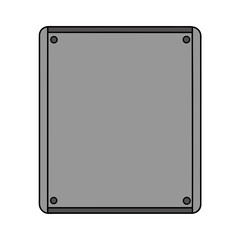 Gray metal box with screws