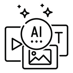 Vector icon an ai icon with sparkles and overlapping video and photo icons