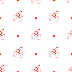 Seamless Love Letter Pattern with Hearts.