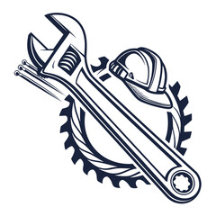 Construction tools and safety helmet