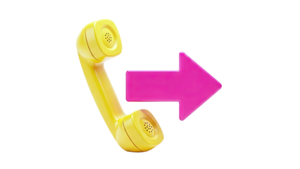 Yellow phone receiver and pink arrow