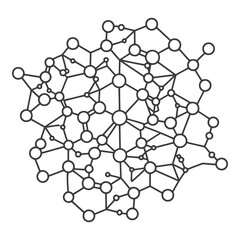 Vector icon a complex network of interconnected nodes and lines, representing molecular structure or chemical compound
