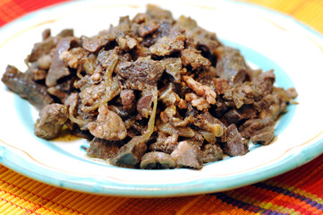 Coratella di agnello or lamb offal  is typical food from Rome and Lazio region in Italy