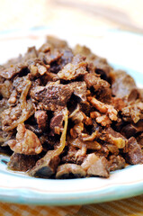 Coratella di agnello or lamb offal  is typical food from Rome and Lazio region in Italy
