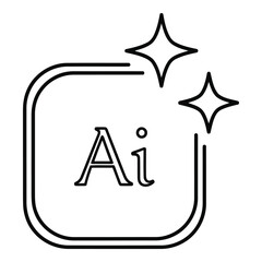 Vector icon black line drawing of adobe illustrator logo with sparkles
