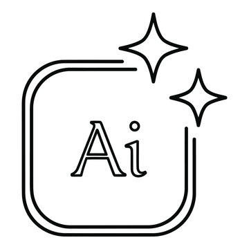 Vector icon black line drawing of adobe illustrator logo with sparkles