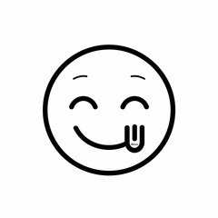 Obraz premium Black and white emoji icon, circular face with a blissful and satisfied expression. Generative AI.