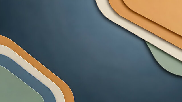 Modern abstract layered paper background with soft curves and copy space.