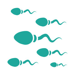 Fototapeta premium Teal sperm icons illustrating conception and reproduction