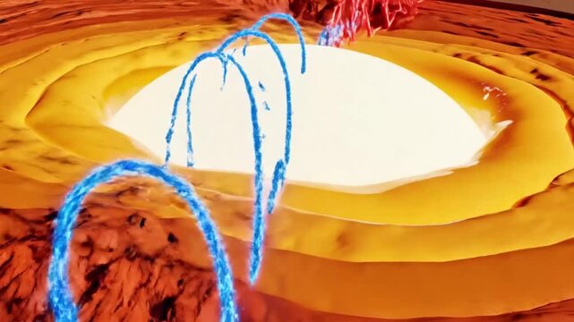 Earthquake P-waves propagate through Earth's layers, S-waves lagging behind.