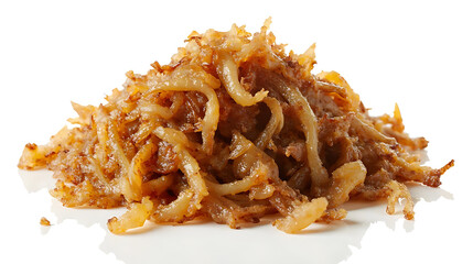 pile of crispy fried onions or roasted onions isolated on white