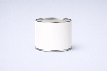 Realistic Food Tin Can Mockup with Blank Label for Branding and Packaging Design
