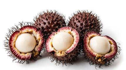 fresh lychees on white background