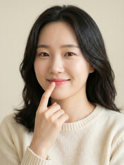 Fototapeta premium 여자 뷰티 얼굴 초상 손 / Female Beauty Face Portrait Hand