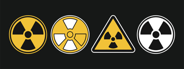 Radiation hazard signs vector illustration of round and triangular radioactive symbols, alert and warning concept for radiation areas. vector
