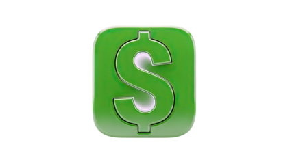 Shiny Green Dollar Sign Icon