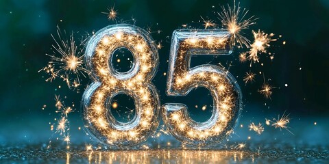Joyful Eighty Five Celebration with Sparklers and Fireworks, Perfect for Anniversaries and Birthdays