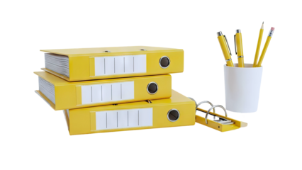 Yellow Binders and Writing Utensils