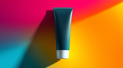 Cosmetic Cream Tube Isolated On Colorful Gradient Background
