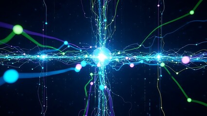Vibrant neural network with glowing connections and nodes