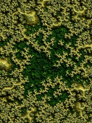 Ethereal fractalized forest aerial perspective abstract concept design