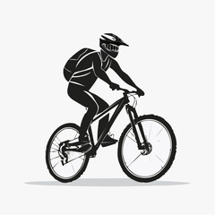 Naklejka premium Silhouette of a cyclist enjoying a thrilling mountain bike adventure outdoor recreation