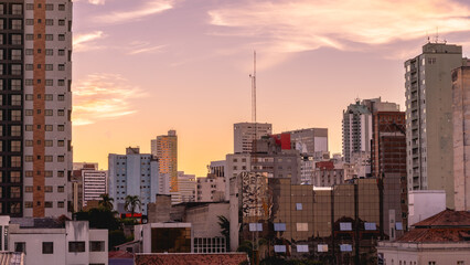 Skyline of Curitiba at sunset. Curitiba PR Brazil.