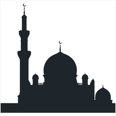 Fototapeta premium Islamic mosque silhouette with minarets and domes