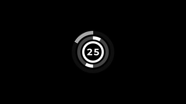 30 second countdown timer animation, from 30 to 0 on black background.