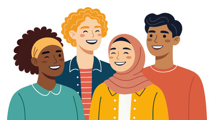 Obraz premium Diverse group of smiling people celebrating unity