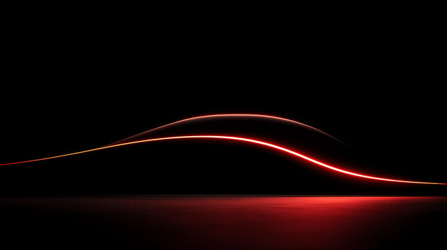 Futuristic Sports Car Silhouette with Red Glowing Neon Lines on Dark Background, Sleek Aerodynamic Luxury Vehicle Profile for Automotive Industry Concept