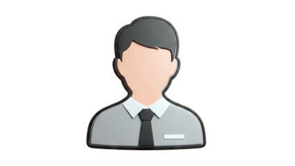 3D Man Icon with Shirt and Tie