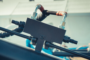 Hydraulic or pneumatic mechanism in industrial machine. Technology