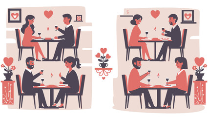 Fototapeta premium Couple Enjoying Romantic Dinner Together at Restaurant.