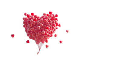 heart shaped cluster of red balloons floating isolated romantic love celebration 3d illustration on white background