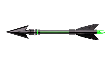 Modern Archery Arrow with Black and Green Accents